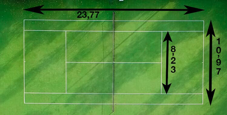 Area of a tennis court